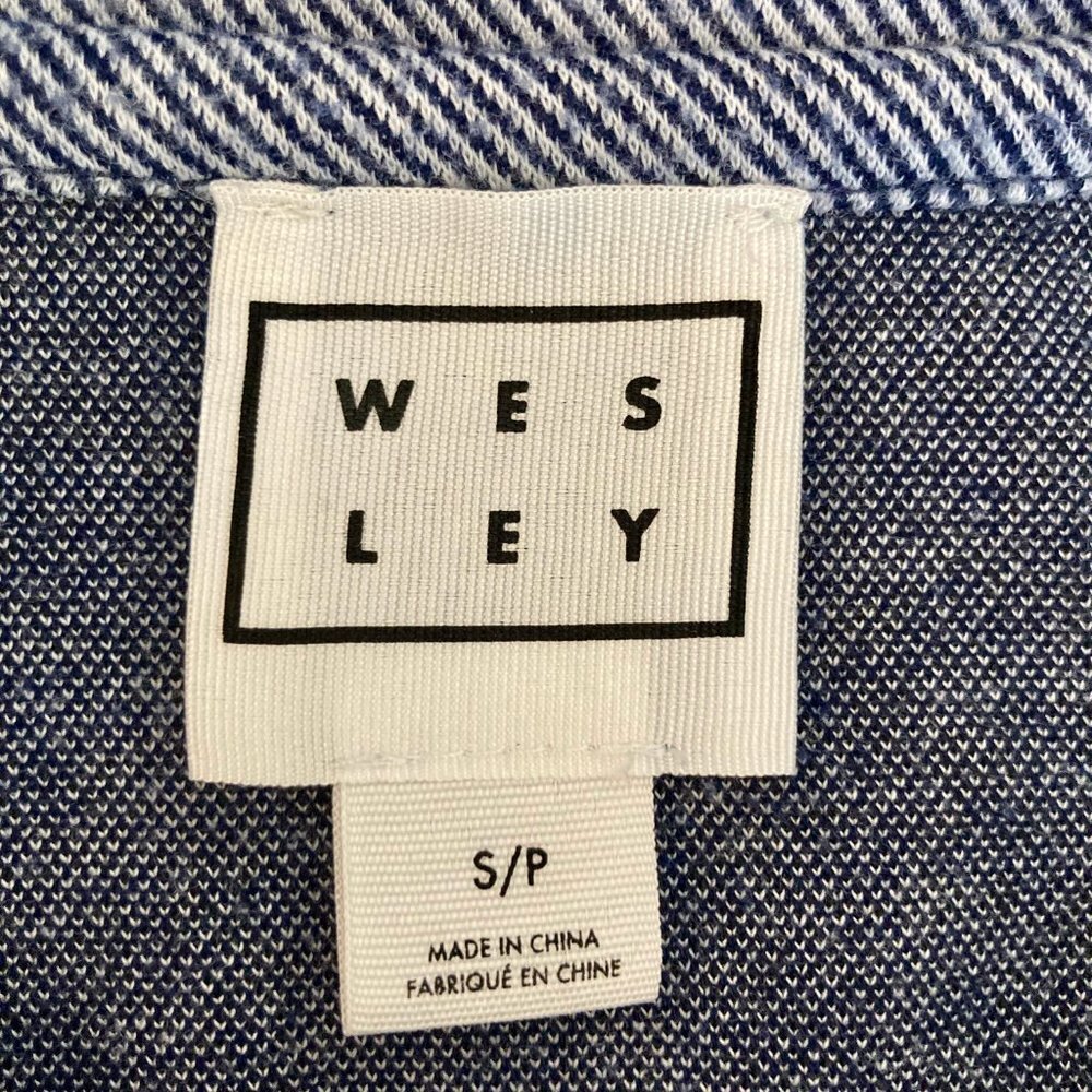Wesley Bandier Striped Pullover Half-Zip Sweatshirt Small Blue White Athleisure - Picture 7 of 8
